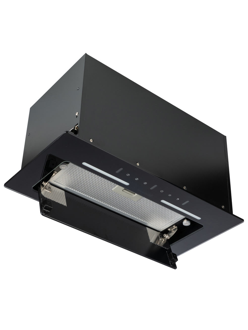 Вытяжка кухонная LedyDC-60GT (BLACK) черный, D150мм,1100м3/ч, полновстраиваемая, ИНВЕРТОРНЫЙ Мотор 110Ватт (Энергетическая эфф-ть класс А+), стекло 60см, сенсорное управление + управление жестами (MACBI)