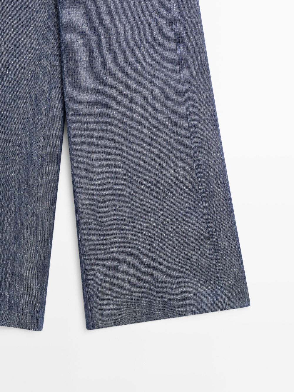 Massimo Dutti Льняные брюки-палаццо с высокой талией, темно-синий