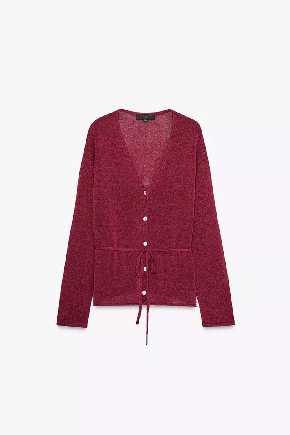 ZARA КАРДИГАН ИЗ СМЕСОВОГО ЛЬНА, ГРАНАТОВЫЙ