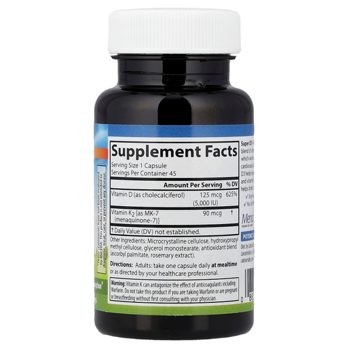 Carlson, Super D3 + K2`` 45 вегетарианских капсул