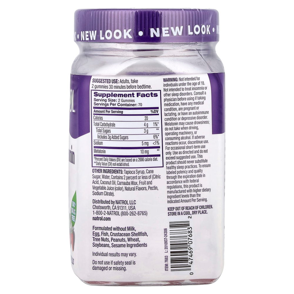 Natrol, жевательные таблетки с мелатонином, со вкусом клубники, 140 жевательных таблеток (5 мг в 1 таблетке)