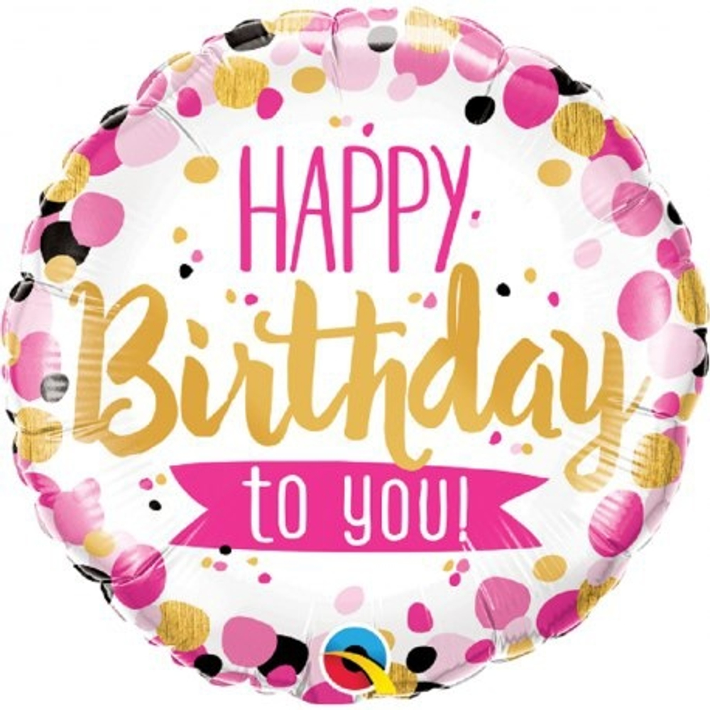 Happy Birthday круги розово-золотые