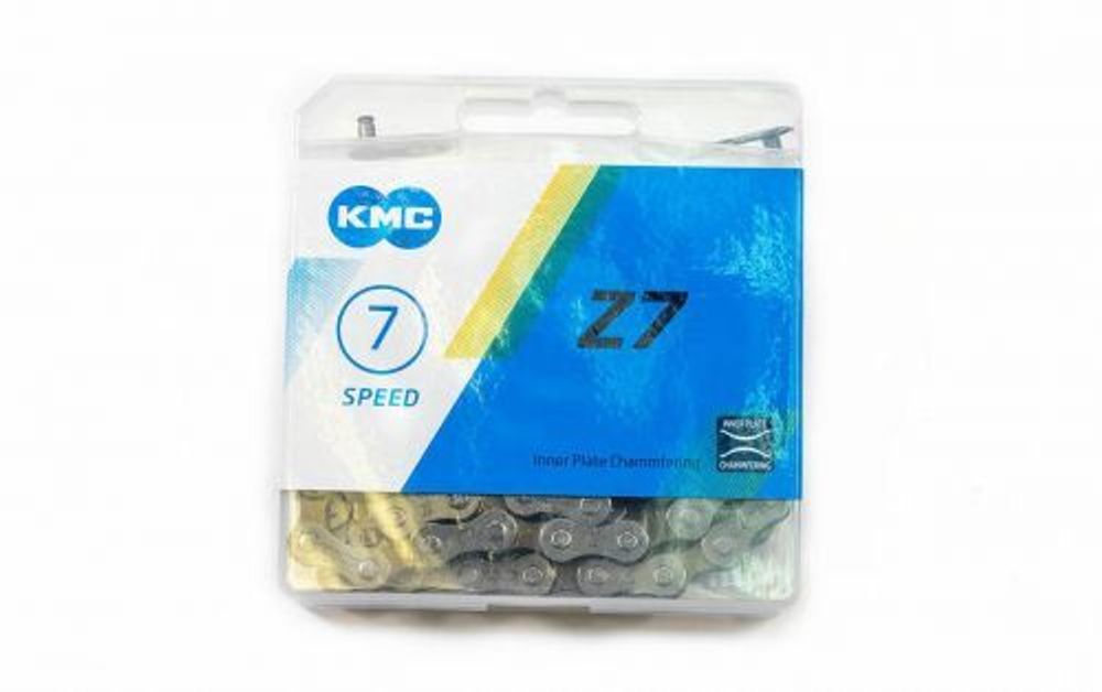 Цепь 7 ск., KMC (Z-7) 6/7 скор. (116 звеньев) с замком, инд. упаковка (KMC-Z7)