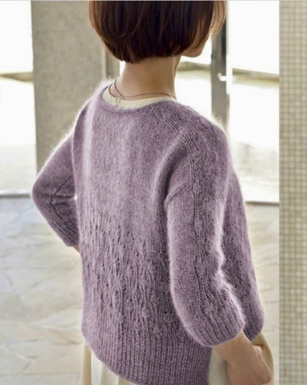 Описание по вязанию пуловера спицами с японским плечом