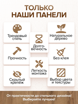 Декоративные самоклеющиеся панели для стен "Орбис", Табак на белом