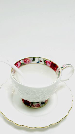 Чайная пара "Верность", с красной ножкой