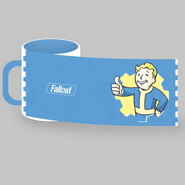 Кружка керамическая, объем: 330 мл, FALLOUT Болтбой (голубая)