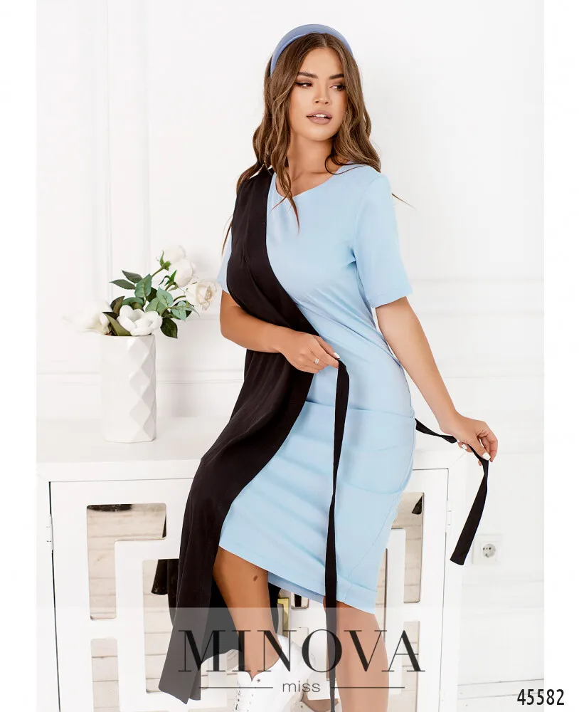 Платье 2288-голубой-черный Minova