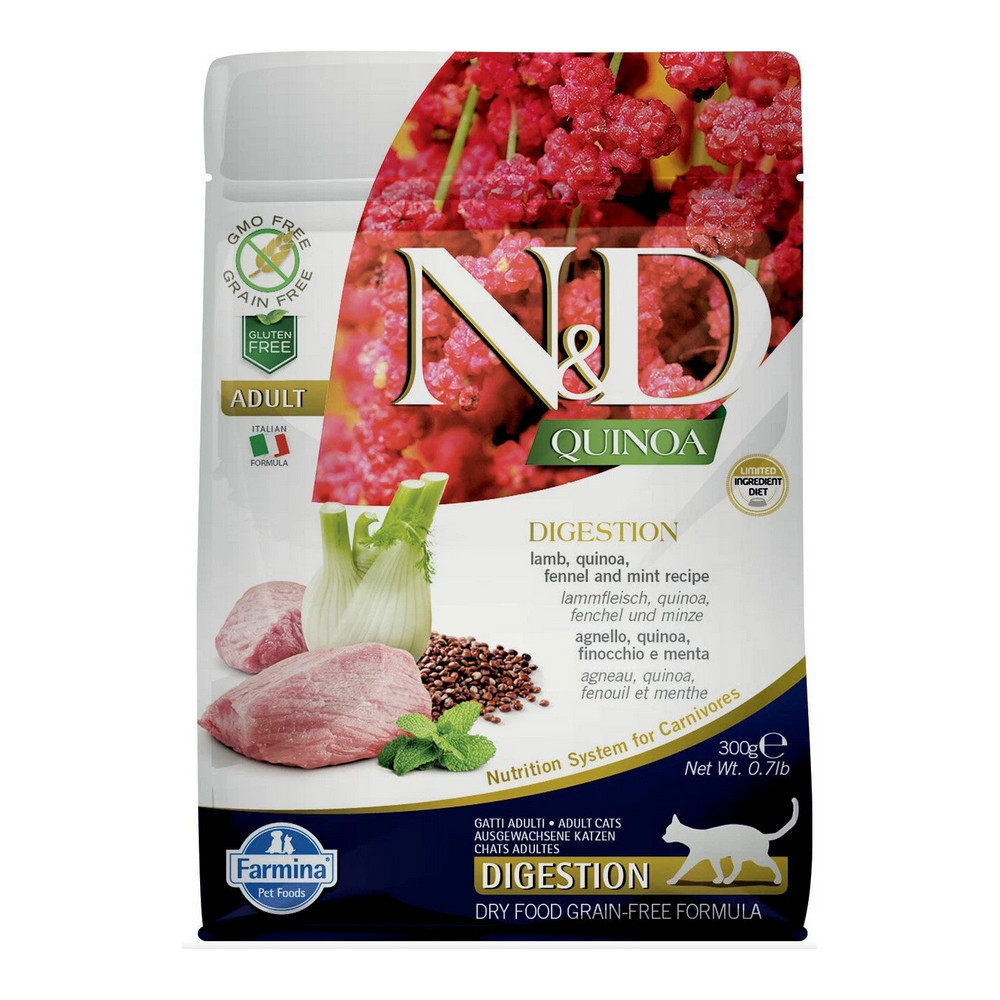 Сухой корм FARMINA N&D Quinoa Digestion для взрослых кошек, ягненок с киноа - 0,3 кг