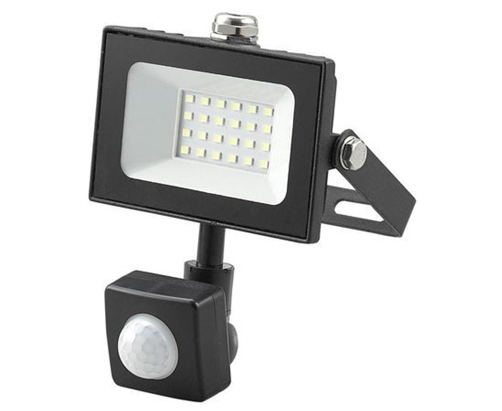 General прожектор светодиодный с ИК датчиком движ., регулятор 20W(1550lm) SMD 6K 148x114x56 IP65 GTAB 403133