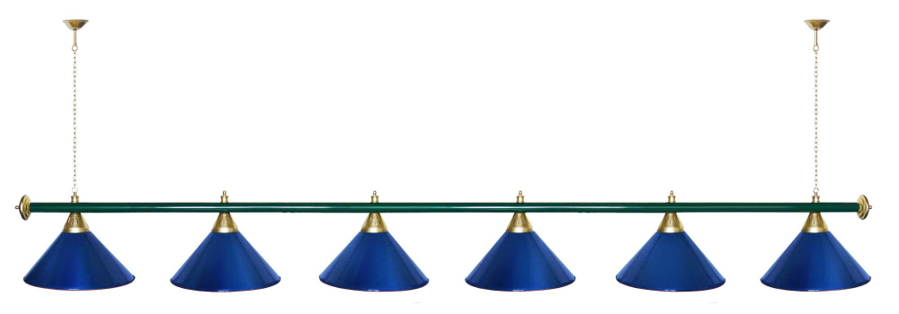 Лампа STARTBILLIARDS 6 пл. (плафоны золотые,штанга золотая,фурнитура золото)