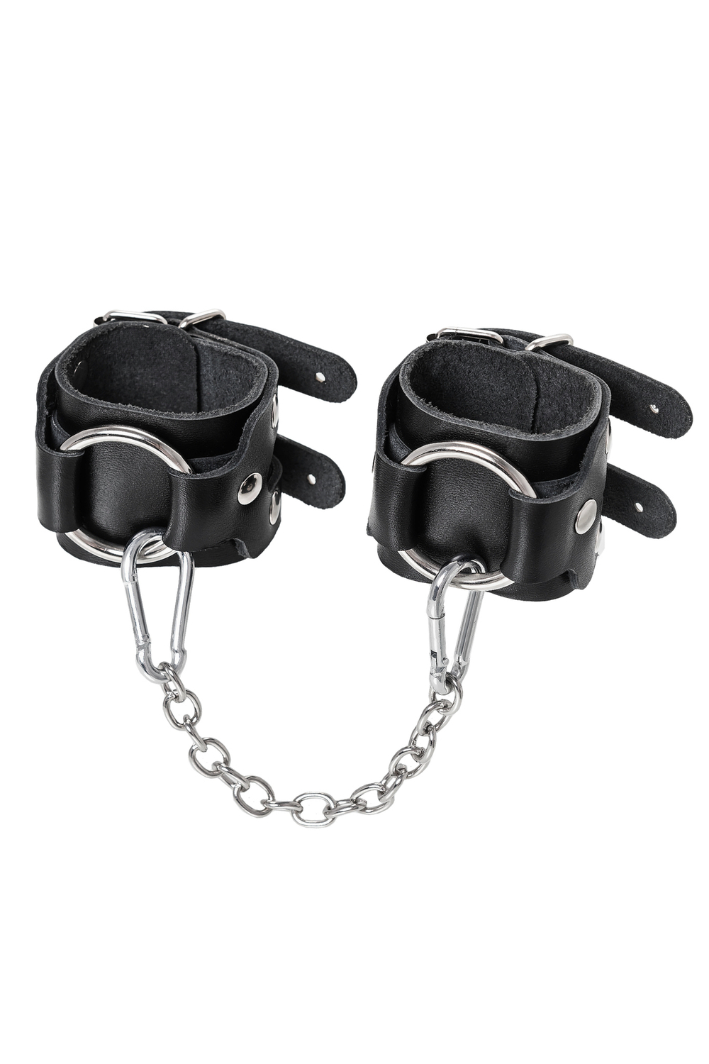 Наручники-браслеты с двумя ремешками натуральная кожа чёрные
