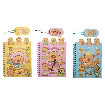 Блокнот с наклейками А6 27л. гребень "Капибара" 16 л.наклеек