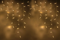 Светодиодная бахрома 144 теплых белых LED ламп, 3*0.9 м., 220В, мерцание, прозрачный провод ПВХ, Teamprof (TPF-i3*0.9F-CT/WW)