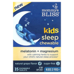 Mommy's Bliss, детские жевательные таблетки для сна, мелатонин + магний, для детей от 3 лет, натуральный виноград, 35 жевательных таблеток