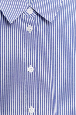 ZARA ХЛОПКОВАЯ РУБАШКА В ПОЛОСКУ, ЭКРЮ/СИНИЙ