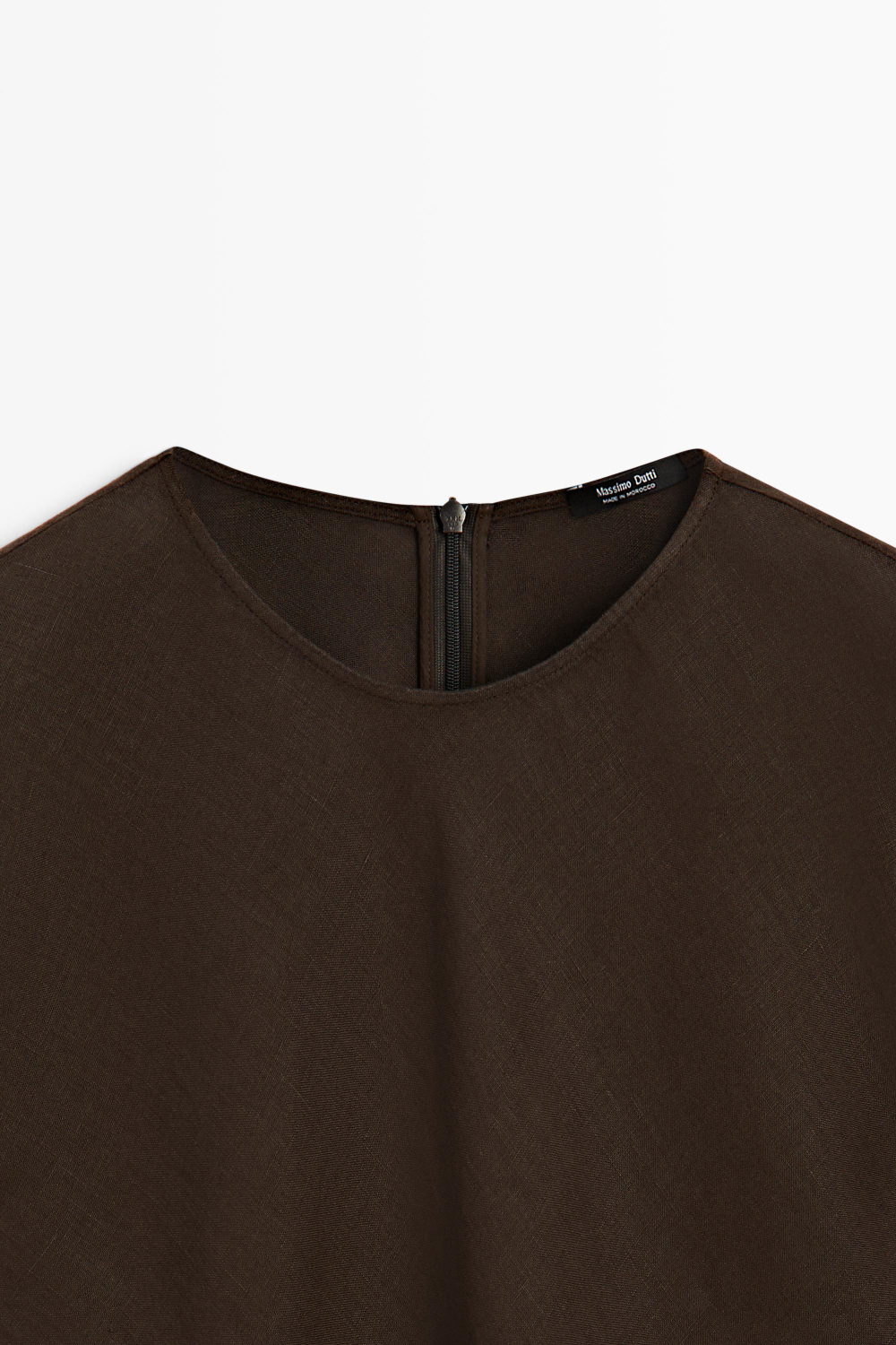 Massimo Dutti Асимметричный топ из 100% льна, коричневый