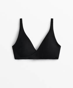 OYSHO Топ бикини халтер из ткани пике на запахе, черный