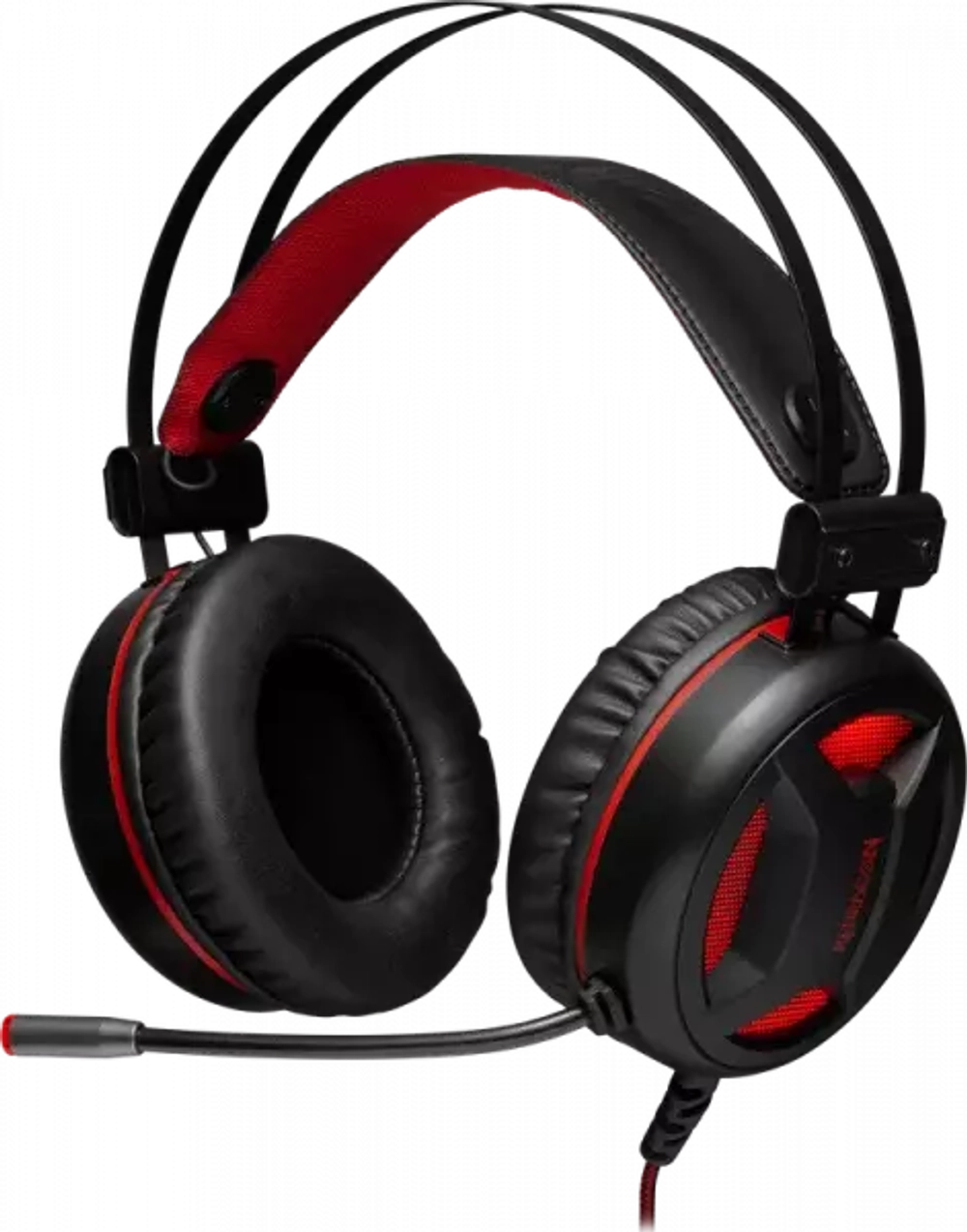 Игровая гарнитура стерео Redragon Minos virtual 7.1, красный + черный, подсветка, 2 м кабель