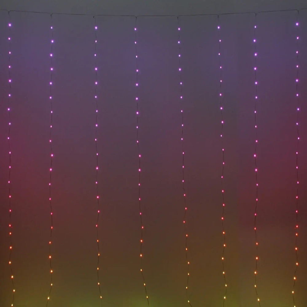 Гирлянда для дома ЗАНАВЕС ш3м* в3м 300 ламп LED, прозрачный провод, более 200 реж, IP-44 (управление с пульта д/у и с телефона). Мультицвет