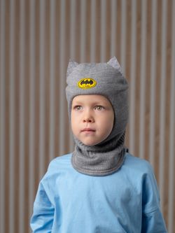 Шлем зимний вязаный (Пепельный) Бэтмен