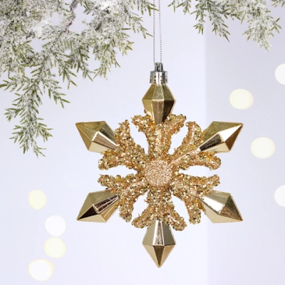 Ёлочная игрушка «Сияющая снежинка» 13*1.5*13.5 см, Шампань