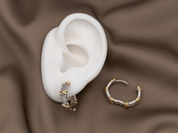 Серьги-Кольца "Тиффани" с кристаллами, 21,5мм (биколор)