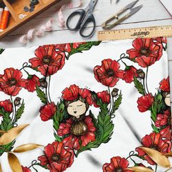 Ткань мембрана девочка в маках