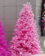 Заснеженная розовая елка «Фэнтези» (Литая хвоя) 270 см / 2,7 м