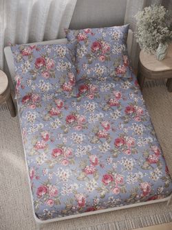 Постельное белье перкаль Сказка "Прохоровская роза" 2-спальное Наволочка 50х70 см 2 шт Простынь на резинке 160x200 см Пододеяльник 175x215 см