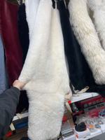 Меховая (Белый Соболь) накидка на сидение, натуральный мех, овчина, шкура, короткий ворс (1 шт,.) =