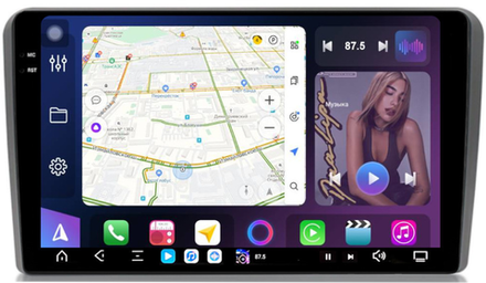 Магнитола для AUDI A3 8P 2003-2012 - FarCar GX049M монитор 9.5" 2K QLED на Android 14, TS20, 6+128Гб, CarPlay, 4G SIM-слот