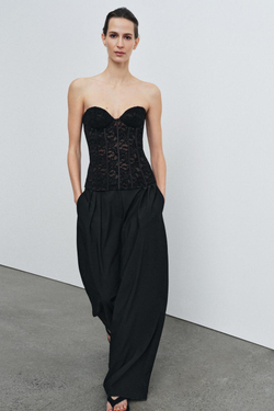 ZARA КРУЖЕВНОЙ КОРСЕТ, ЧЕРНЫЙ