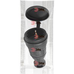Розетка ЭРА R8-B-IP44 каучуковая c заземлением прямая 16A IP44 черная