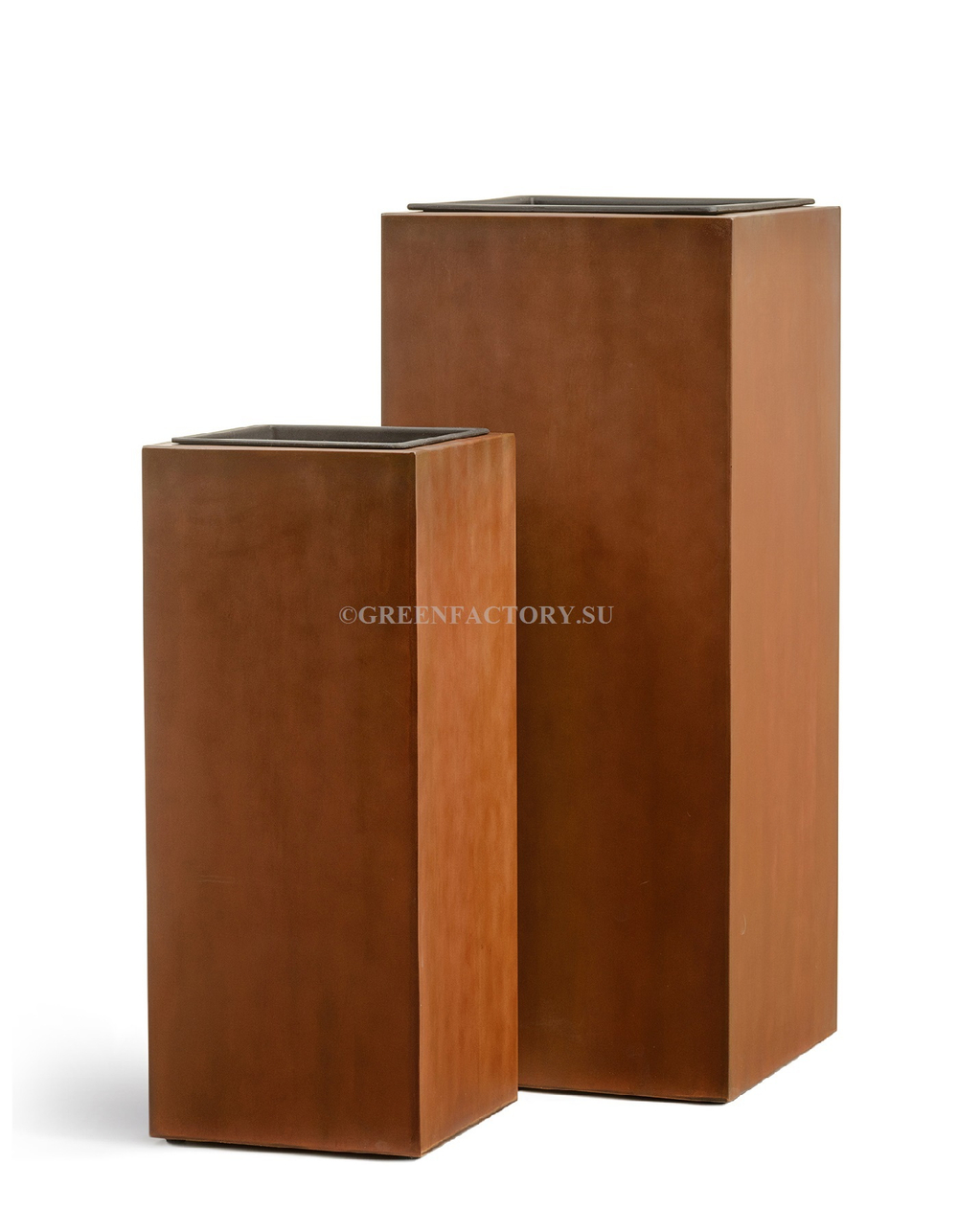 Кашпо TREEZ Effectory - серия Corten Steel - Высокий куб - Кортеновская сталь - Бархатистая окись
