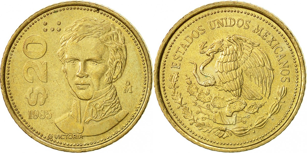 Мексика 20 песо, 1985 - 1990 Гуадалупе Виктория XF