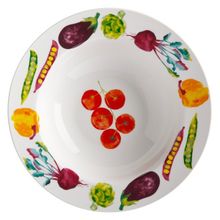 Набор фарфоровой посуды для пасты на 4 персоны Весенние овощи CD494-LF0009, 5 предметов, белый/декор
