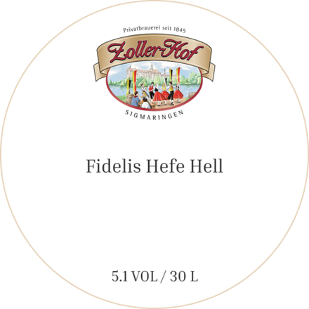 Пиво Цоллер-Хоф Фиделис Хефе Хель / Zoller-Hof Fidelis Hefe Hell 30л - кег