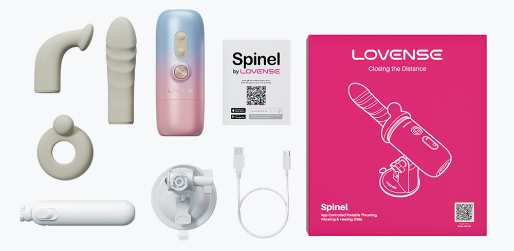 Портативная мини секс-машина 29,1см с функцией нагрева и управлением через приложение Lovense Spinel Mini Sex Machine
