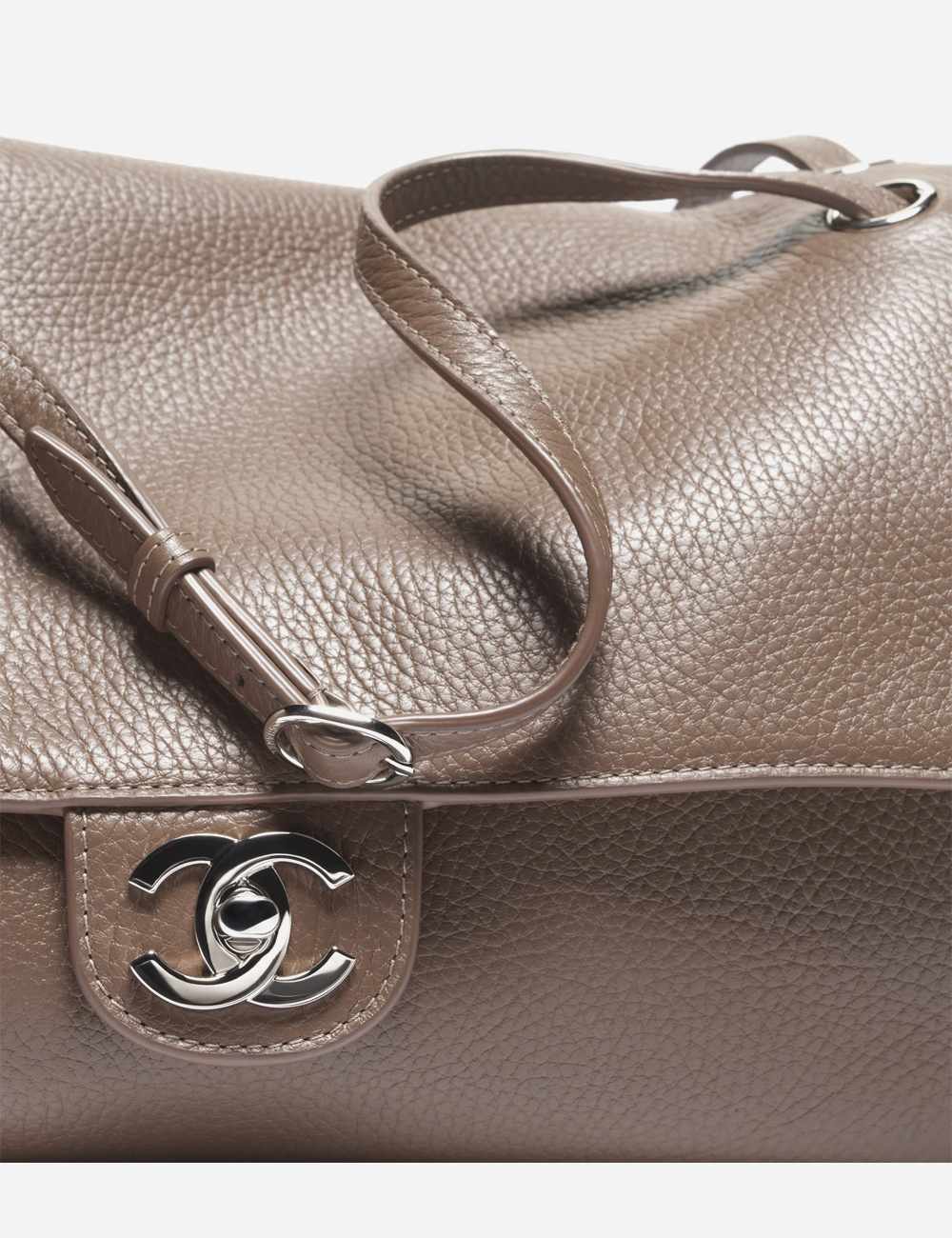 Сумка Chanel Maxi Flapbag Grained Calfskin & Silver Metal "Light Brown"