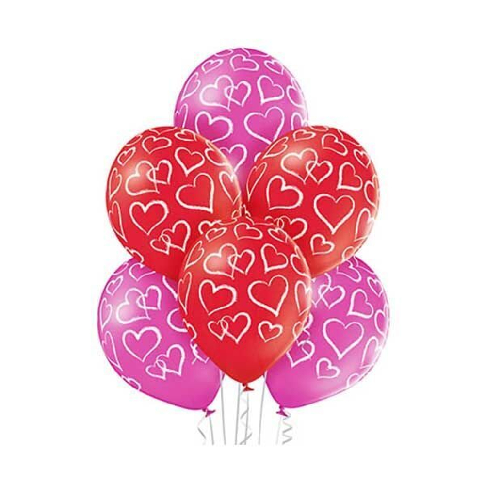 Воздушный шар с рисунком Сердца, пастель. 36 см.