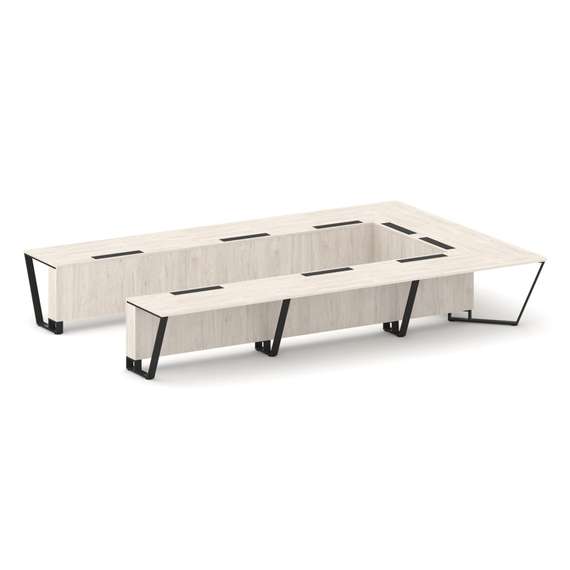 Steel Meet Стол переговорный П-образный KDK-PR.B.SP-15P Денвер Светлый/Металл Черный 4800*3200*750