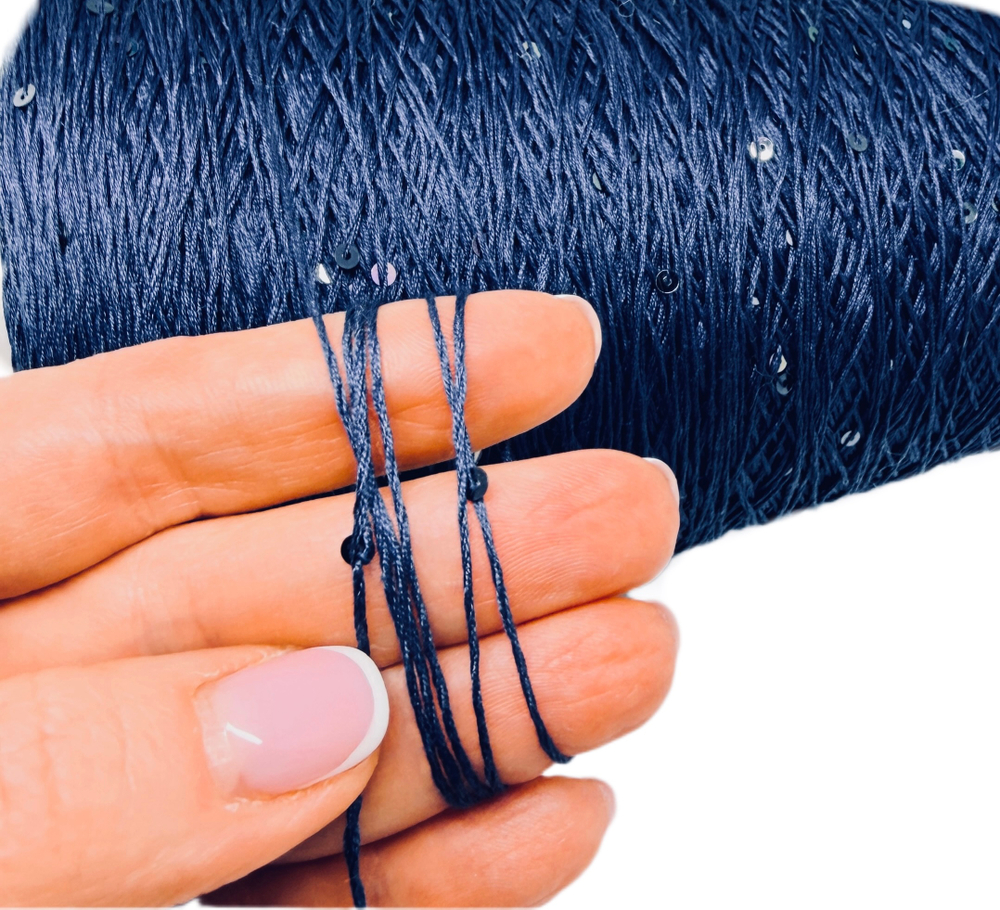 Пряжа на бобине (Италия)95% хлопок с пайетками 5% п/л 100г-450м 350г