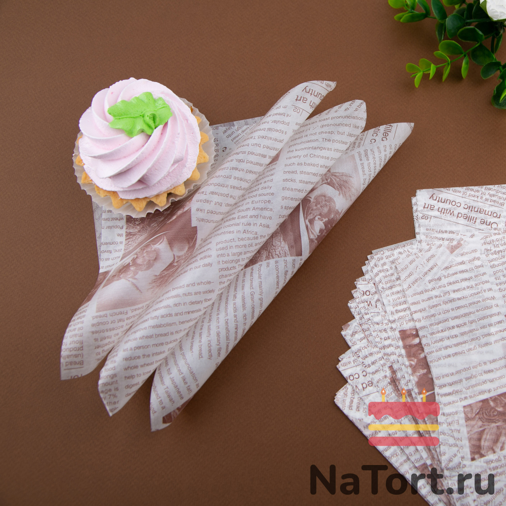 Бумага упаковочная для бенто-торта «Газета с фото» 18 х 18 см, 100 шт