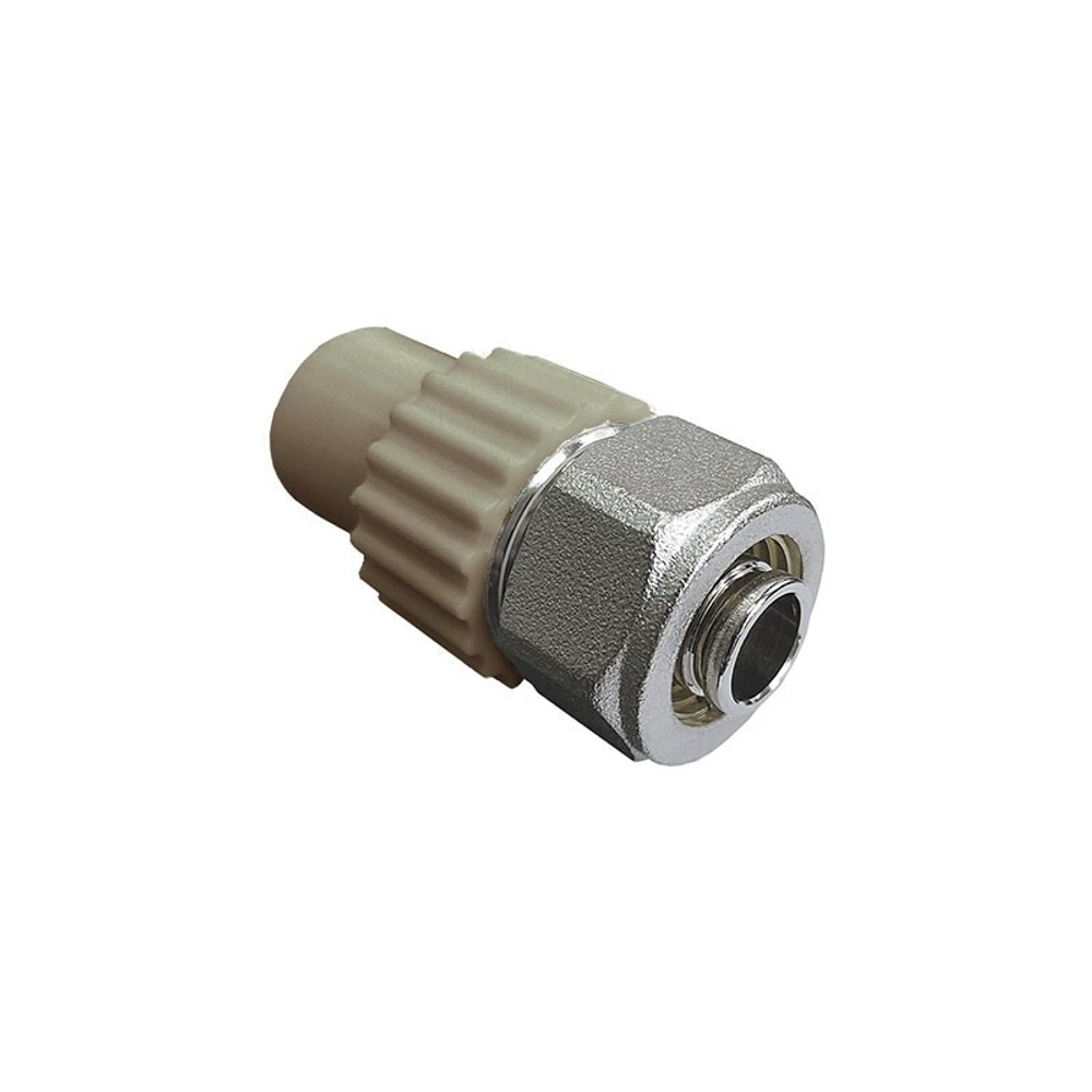 Муфта комбинированная для соединения PPR-PE труб Valfex ''ВАЛФ-РУС'', DN 20x16, PN 25, серая
