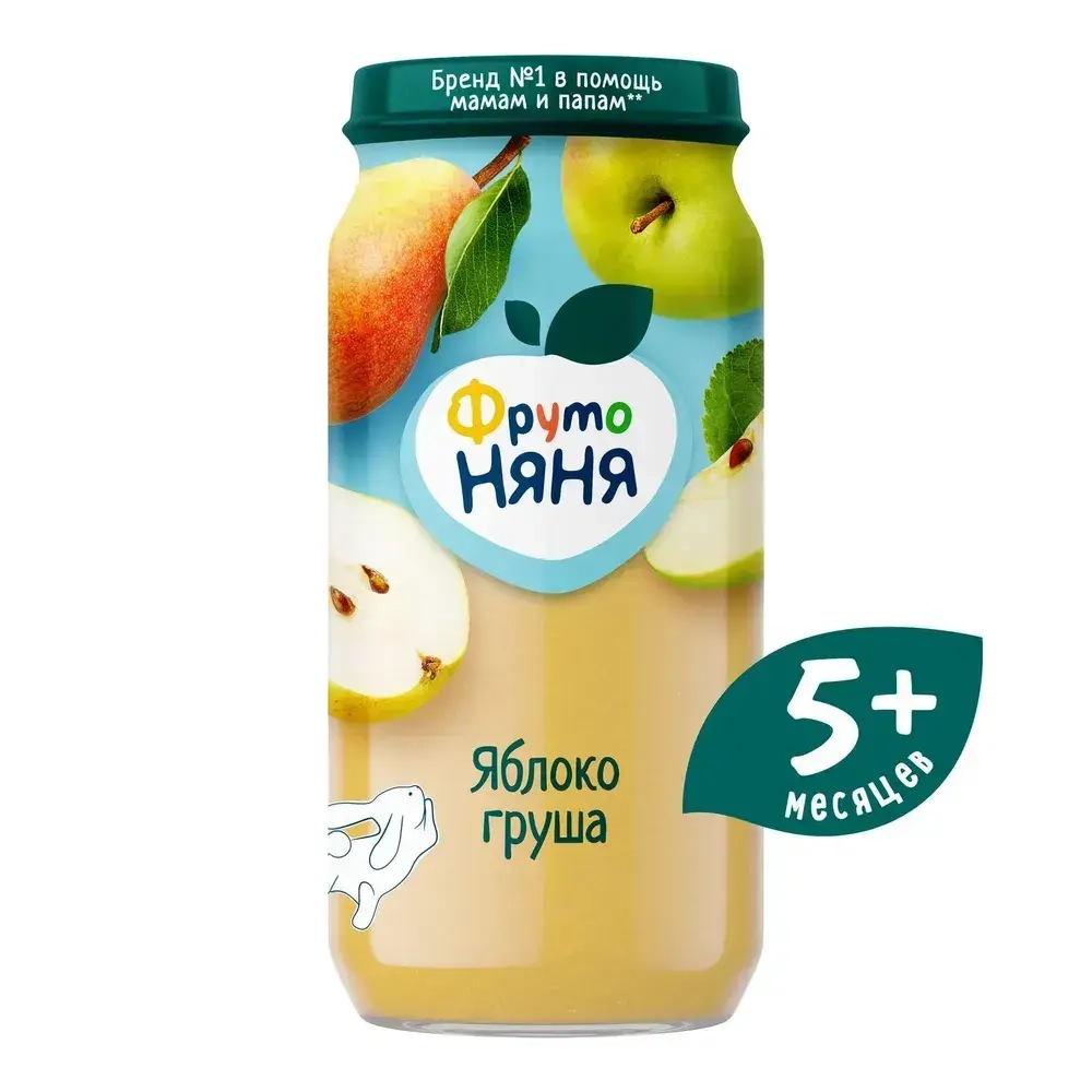Пюре фруктовое ФрутоНяня с 5 месяцев, яблоко и груша, 250 г