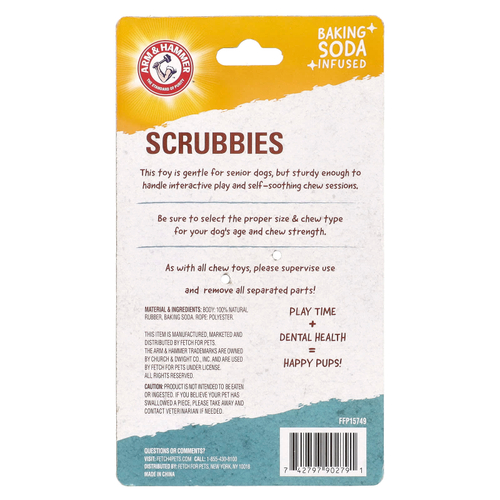 Arm & Hammer, Scrubbies, игрушка для ухода за зубами для пожилых собак, Treat N' Tug, 1 шт.