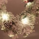 Венок хвойный «Заснеженный сад» d-50 см светодиодный, ПВХ, леска, белое напыление,свечение - Теплый белый