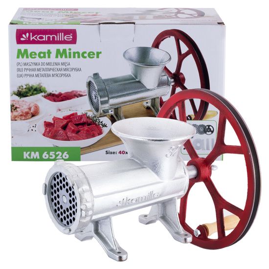Мясорубка механическая чугунная Kamille KM-6526 со сменными насадками
