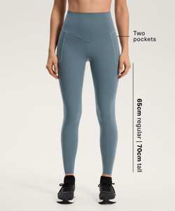OYSHO Легинсы до щиколотки Compressive, карман и высокая посадка 65 см, серо-синий